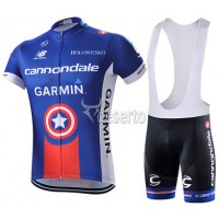 2015 Garmin Cannondale Fahrradbekleidung Satz Fahrradtrikot Kurzarm Trikot und Kurz Trägerhose Blau