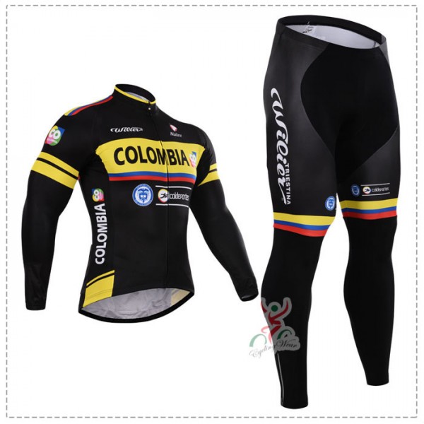 2015 Colombia Fahrradbekleidung Radtrikot Satz Langarm und Lange Fahrradhose