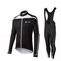 2015 Cube schwarz Weiß Fahrradbekleidung Radtrikot Satz Langarm und Lange Trägerhose schwarz