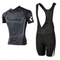 2015 Cube schwarz Fahrradbekleidung Satz Fahrradtrikot Kurzarm Trikot und Kurz Trägerhose