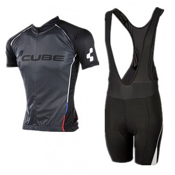2015 Cube schwarz Fahrradbekleidung Satz Fahrradtrikot Kurzarm Trikot und Kurz Trägerhose