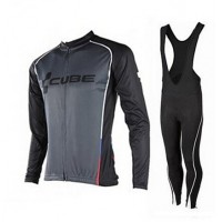 2015 Cube schwarz Fahrradbekleidung Radtrikot Satz Langarm und Lange Trägerhose schwarz