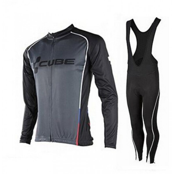 2015 Cube schwarz Fahrradbekleidung Radtrikot Satz Langarm und Lange Trägerhose schwarz