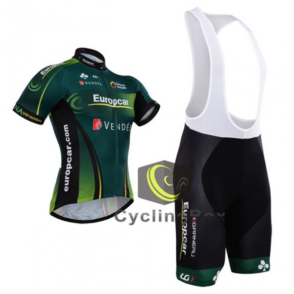 2015 Europcar Fahrradbekleidung Satz Fahrradtrikot Kurzarm Trikot und Kurz Trägerhose