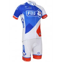 2015 FDJ Radbekleidung Radtrikot Kurzarm und Fahrradhosen Kurz