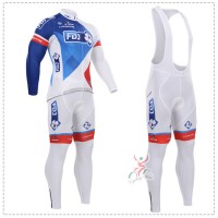 2015 FDJ Fahrradbekleidung Radtrikot Satz Langarm und Lange Trägerhose