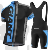 2015 Giant blau schwarz Fahrradbekleidung Satz Fahrradtrikot Kurzarm Trikot und Kurz Trägerhose