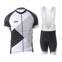 2015 KTM Fahrradbekleidung Satz Fahrradtrikot Kurzarm Trikot und Kurz Trägerhose schwarz Weiß