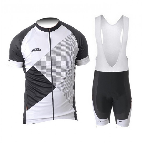 2015 KTM Fahrradbekleidung Satz Fahrradtrikot Kurzarm Trikot und Kurz Trägerhose schwarz Weiß