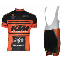 2015 KTM Fahrradbekleidung Satz Fahrradtrikot Kurzarm Trikot und Kurz Trägerhose Schwarz orange
