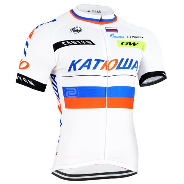 2015 Katusha Radtrikot Kurzarm valkoinen
