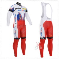 2015 Katusha Fahrradbekleidung Radtrikot Satz Langarm und Lange Trägerhose