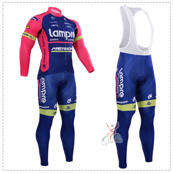 2015 Lampre Fahrradbekleidung Radtrikot Satz Langarm und Lange Trägerhose