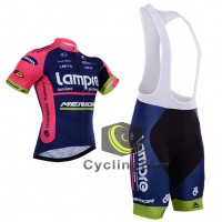 2015 Lampre Merida Fahrradbekleidung Satz Fahrradtrikot Kurzarm Trikot und Kurz Trägerhose