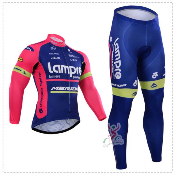 2015 Lampre Fahrradbekleidung Radtrikot Satz Langarm und Lange Fahrradhose