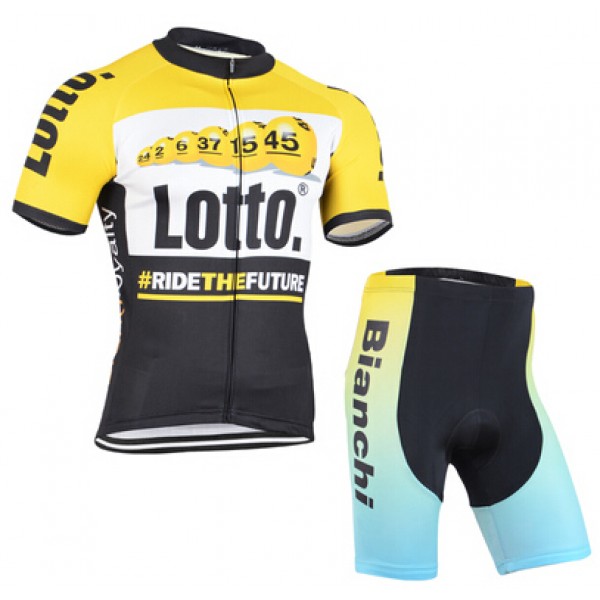 2015 Lotto fahrradbekleidung Satz Radtrikot Kurzarm und Bianchi Kurz Radhose