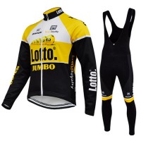 2015 Lotto Jumbo Fahrradbekleidung Radtrikot Satz Langarm und Lange Trägerhose