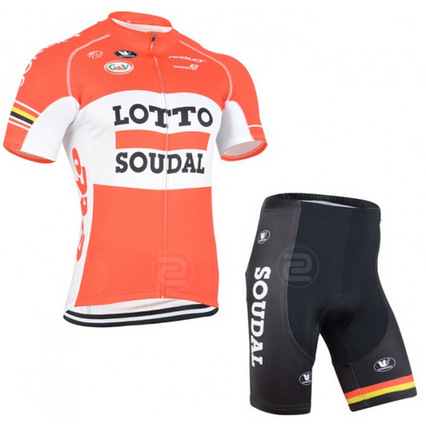 2015 Lotto Soudal Radbekleidung Radtrikot Kurzarm und Fahrradhosen Kurz