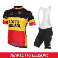 2015 Lotto Belisol Fahrradbekleidung Satz Fahrradtrikot Kurzarm Trikot und Kurz Trägerhose