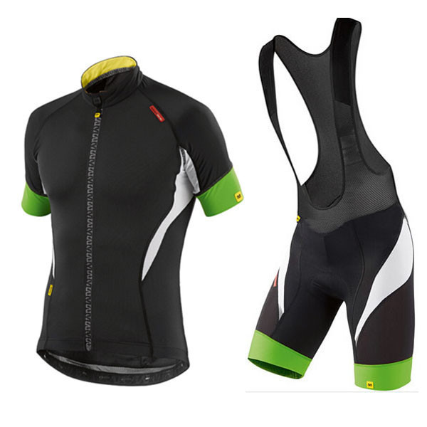 2015 MAVIC Fahrradbekleidung Satz Fahrradtrikot Kurzarm Trikot und Kurz Trägerhose schwarz Grün