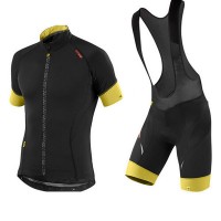 2015 MAVIC Fahrradbekleidung Satz Fahrradtrikot Kurzarm Trikot und Kurz Trägerhose schwarz gelb