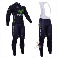 2015 Movistar Fahrradbekleidung Radtrikot Satz Langarm und Lange Trägerhose