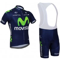 2015 Movistar Fahrradbekleidung Satz Fahrradtrikot Kurzarm Trikot und Kurz Trägerhose
