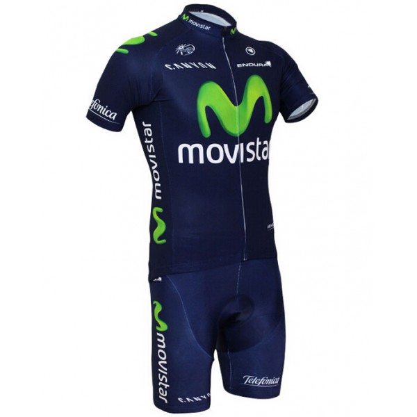 2015 Movistar Radbekleidung Radtrikot Kurzarm und Fahrradhosen Kurz