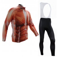 2015 Muscle Fahrradbekleidung Radtrikot Satz Langarm und Lange Trägerhose