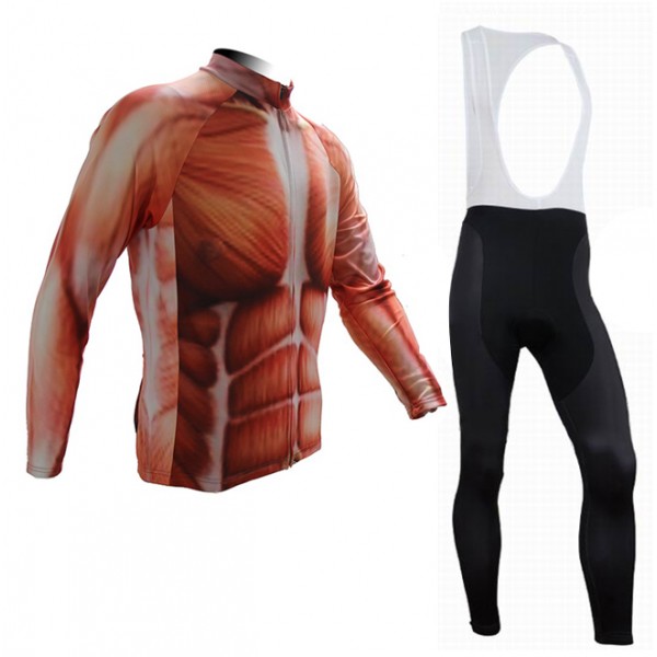2015 Muscle Fahrradbekleidung Radtrikot Satz Langarm und Lange Trägerhose