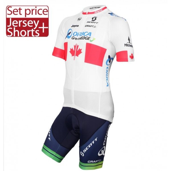 2015 ORICA GREENEDGE Canadian Champion Radbekleidung Radtrikot Kurzarm und Fahrradhosen Kurz