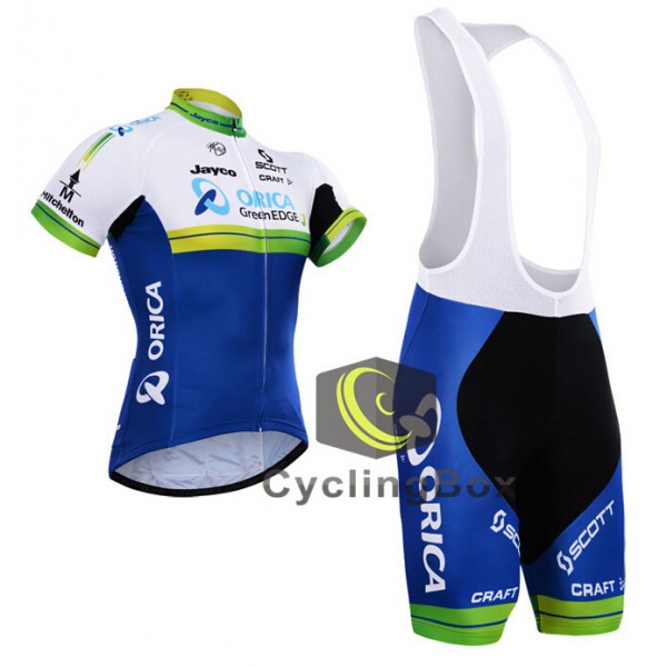 2015 ORICA GreenEDGE Fahrradbekleidung Satz Fahrradtrikot Kurzarm Trikot und Kurz Trägerhose