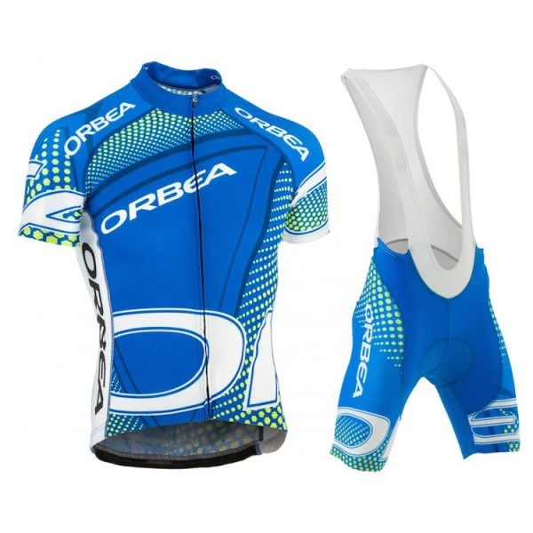 2015 Orbea Blau Grün Fahrradbekleidung Satz Fahrradtrikot Kurzarm Trikot und Kurz Trägerhose