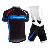 2015 Orbea Schwarz-Blau Fahrradbekleidung Satz Fahrradtrikot Kurzarm Trikot und Kurz Trägerhose