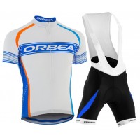 2015 Orbea Weiß-Blau Fahrradbekleidung Satz Fahrradtrikot Kurzarm Trikot und Kurz Trägerhose