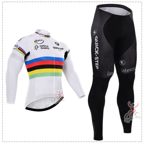 2015 Quick Step Fahrradbekleidung Radtrikot Satz Langarm und Lange Fahrradhose