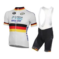 2015 Omega Pharma Quick Step Fahrradbekleidung Satz Fahrradtrikot Kurzarm Trikot und Kurz Trägerhose Weiß