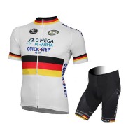 2015 Omega Pharma Quick Step Radbekleidung Radtrikot Kurzarm und Fahrradhosen Kurz Weiß