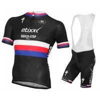 Etixx Quick-Step Champion Tsjechisch 2015 Fahrradbekleidung Satz Fahrradtrikot Kurzarm Trikot und Kurz Trägerhose
