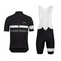 2015 Rapha Schwarz Fahrradbekleidung Satz Fahrradtrikot Kurzarm Trikot und Kurz Trägerhose