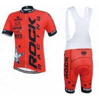 2015 Rock Racing Rot Fahrradbekleidung Satz Fahrradtrikot Kurzarm Trikot und Kurz Trägerhose