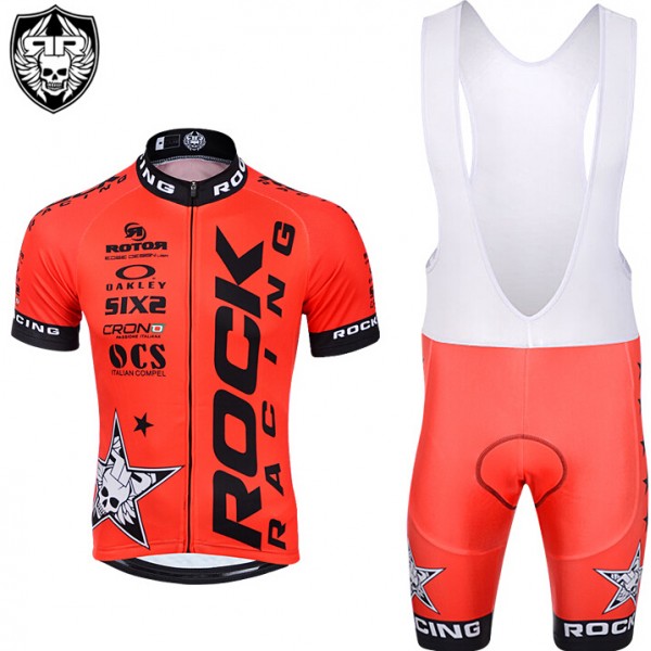 2015 Rock Racing rot Fahrradbekleidung Satz Fahrradtrikot Kurzarm Trikot und Kurz Trägerhose