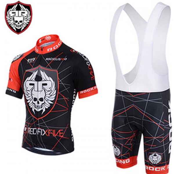 2015 Rock Racing Fahrradbekleidung Satz Fahrradtrikot Kurzarm Trikot und Kurz Trägerhose rot