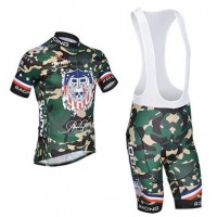 2015 Rock Racing Fahrradbekleidung Satz Fahrradtrikot Kurzarm Trikot und Kurz Trägerhose Camouflage