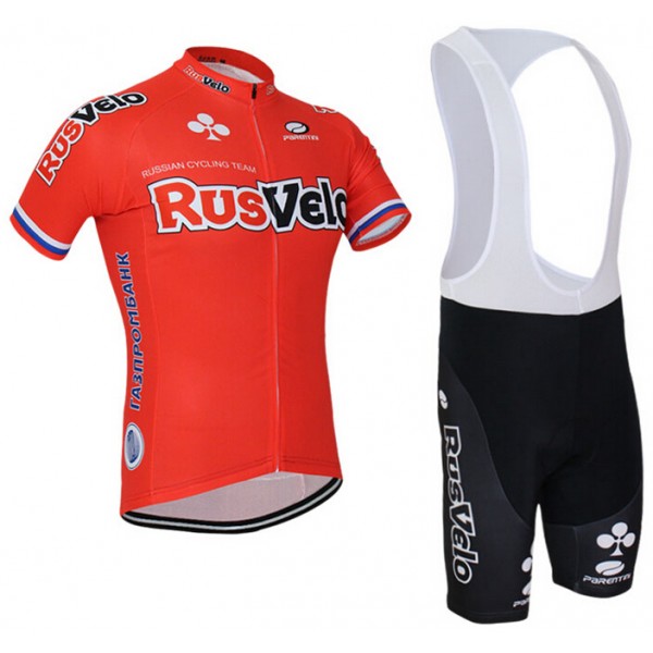 2015 RusVelo Fahrradbekleidung Satz Fahrradtrikot Kurzarm Trikot und Kurz Trägerhose