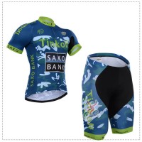 2015 Tinkoff Saxo Bank Camouflage Blau Radbekleidung Radtrikot Kurzarm und Fahrradhosen Kurz
