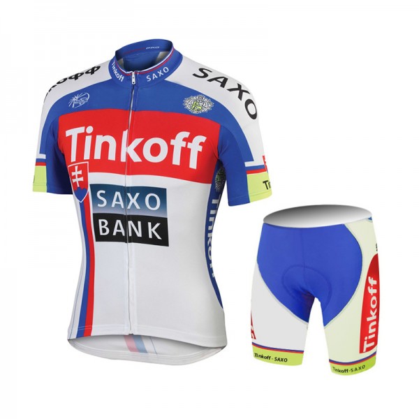 2015 Saxo bank Tionkff Radbekleidung Radtrikot Kurzarm und Fahrradhosen Kurz Blau