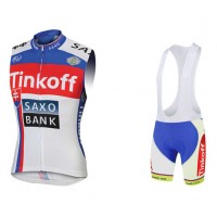 2015 Saxo bank Tionkff blau ärmelloses Trikot und Kurz Trägerhose