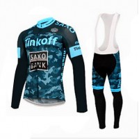 2015 Saxo bank tinkoff Fahrradbekleidung Radtrikot Satz Langarm und Lange Trägerhose