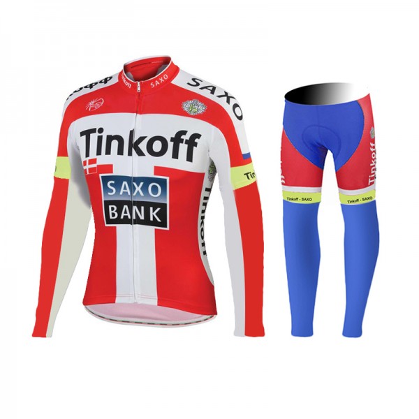 2015 Tinkoff Saxo Bank Rouge Fahrradbekleidung Radtrikot Satz Langarm und Lange Fahrradhose 2015 Tinkoff Saxo Bank Rouge Fahrradbekleidung Radtrikot Satz Langarm und Lange Fahrradhose